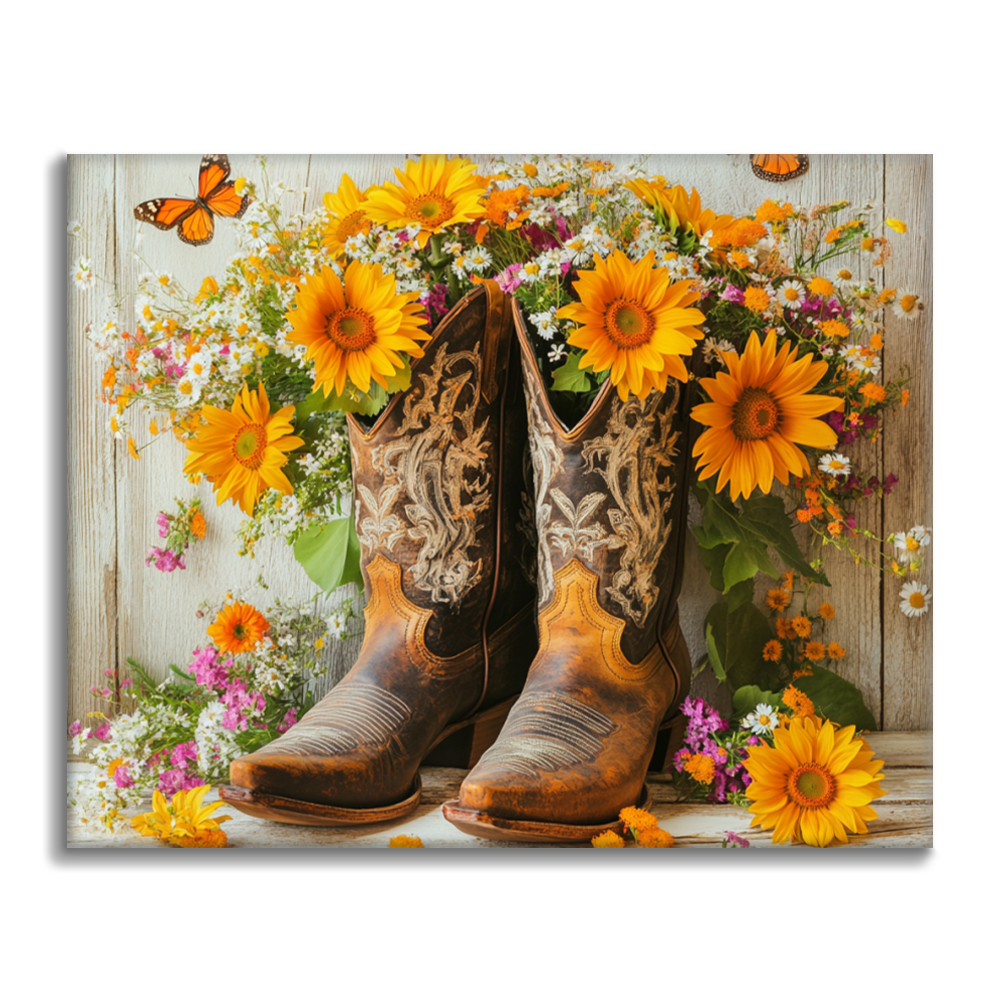 Western Cowboy Boots Paint by Numbers – Cheerful painting®