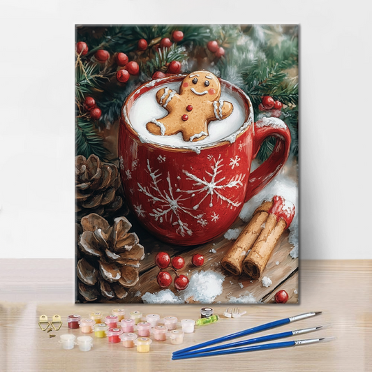Gingerbread Man and Hot Tea - Paint by Numbers