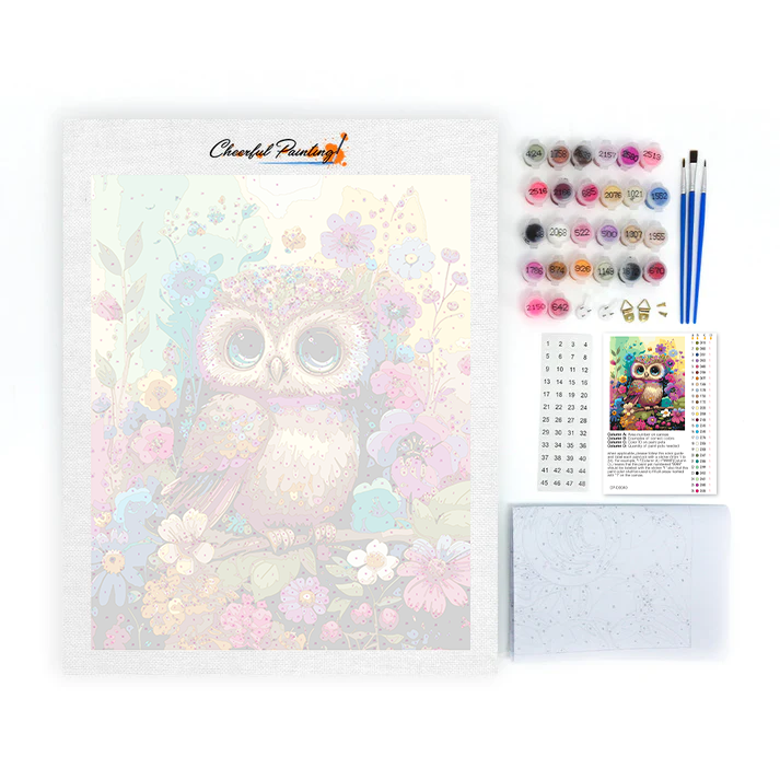 Cute fluffy baby owl - Paint by Numbers