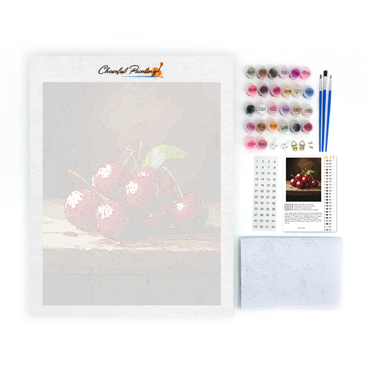 Cherries on Wood - Paint by Numbers