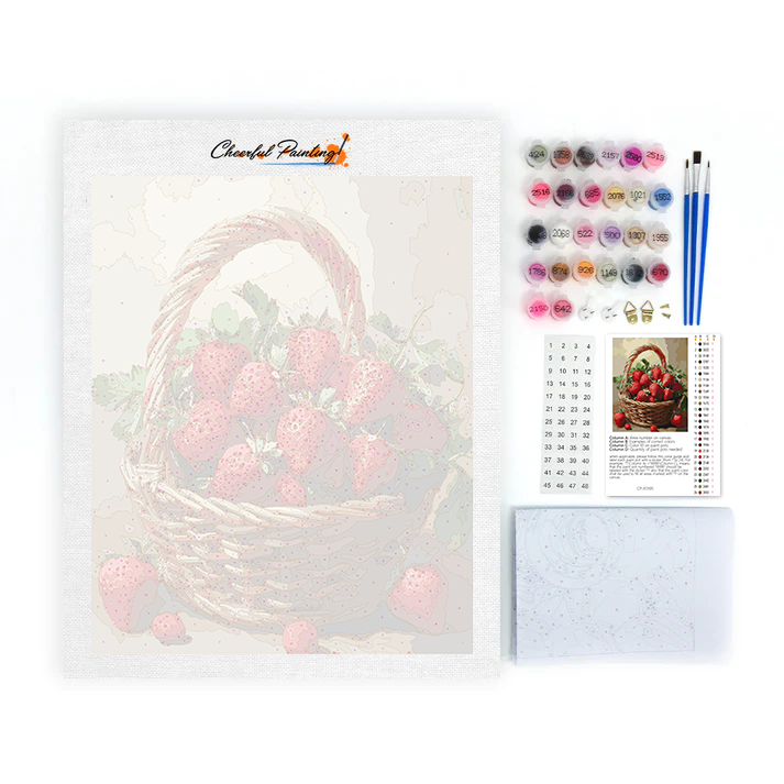 Basket of Luscious Strawberries - Paint by Numbers