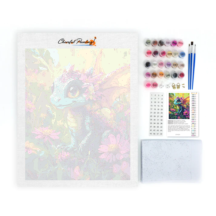 Colorful Dragon Amidst Blossoms - Paint by Numbers
