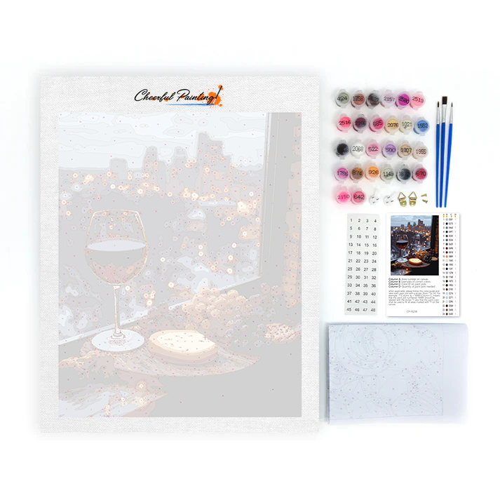 Wine, Cheese & City Lights - Paint by Numbers