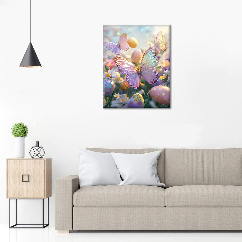 Spring Butterflies and Eggs - Paint by Numbers