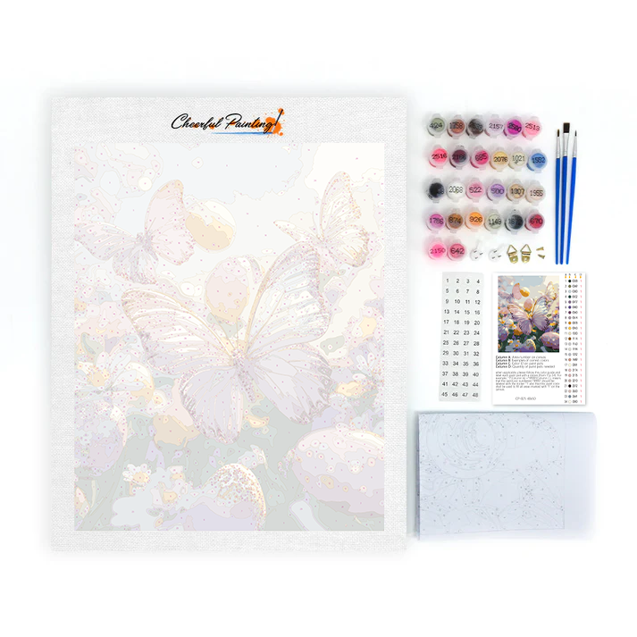 Spring Butterflies and Eggs - Paint by Numbers