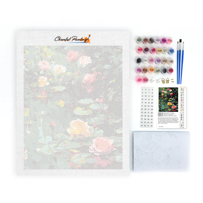 Roses and Water Lilies - Paint by Numbers