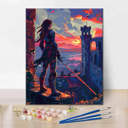 Warrior at Sunset - Paint by Numbers