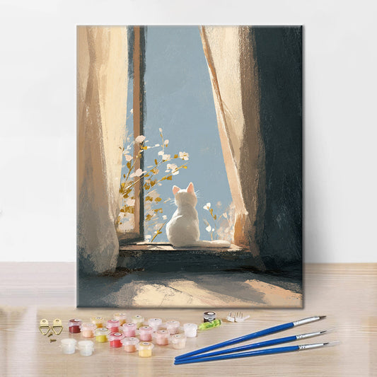 Windowsill Kitten - Paint by Numbers