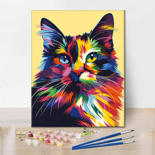 Colorful Cat Geometry - Paint by Numbers