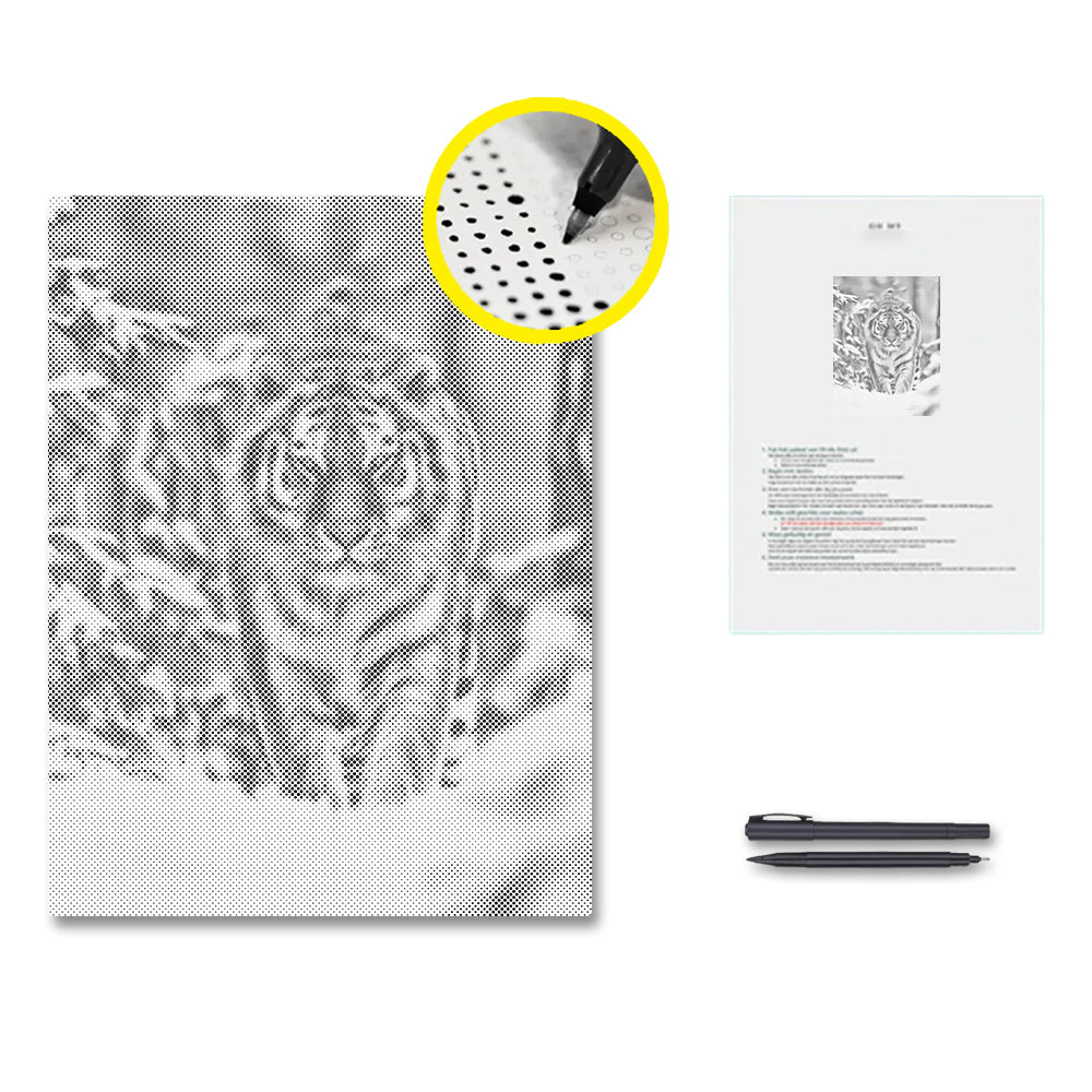 Siberian Tiger in Snow - Dot Painting