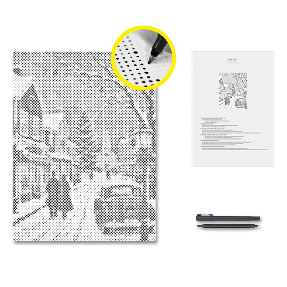 Winter Christmas Village - Dot Painting