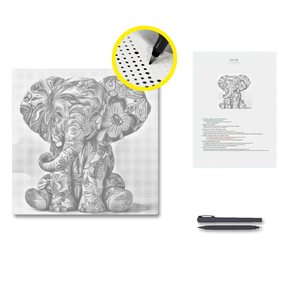 Floral Baby Elephant - Dot Painting