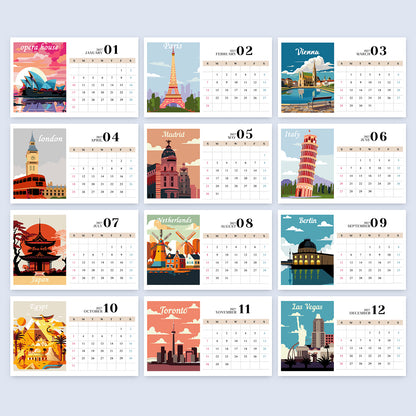 Famous Landmarks Edition - 2027 Paint by Numbers Desk Calenda