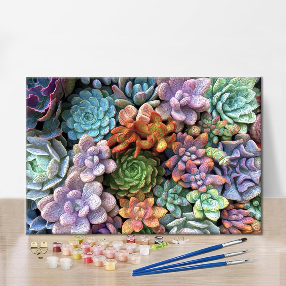 succulent paint by numbers Succulents