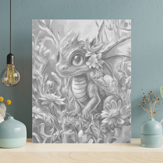 Colorful Dragon Amidst Blossoms - Dot Painting
