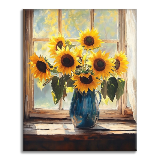 Sunflowers by the window - Paint by Numbers