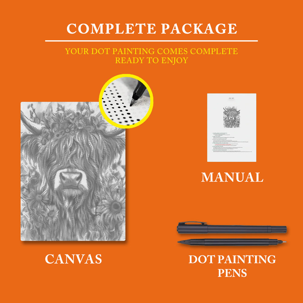 Highland Cattle - Dot Painting