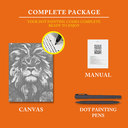 Lion with a Brave Heart - Dot Painting