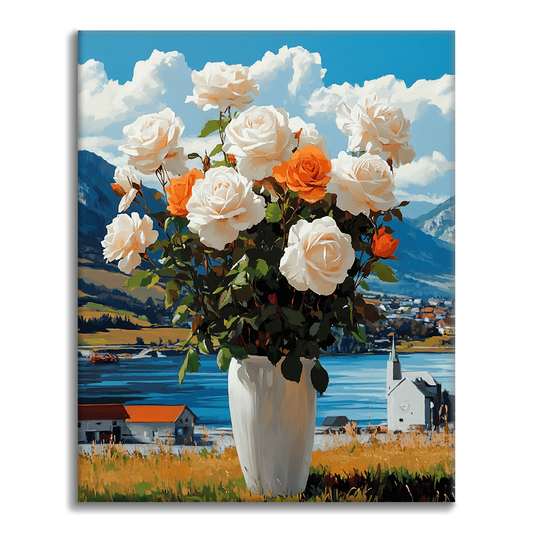 Roses with Vase - Paint by Numbers
