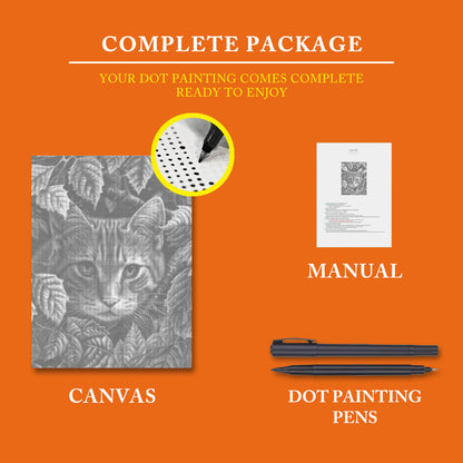 Leaves and Cat - Dot Painting