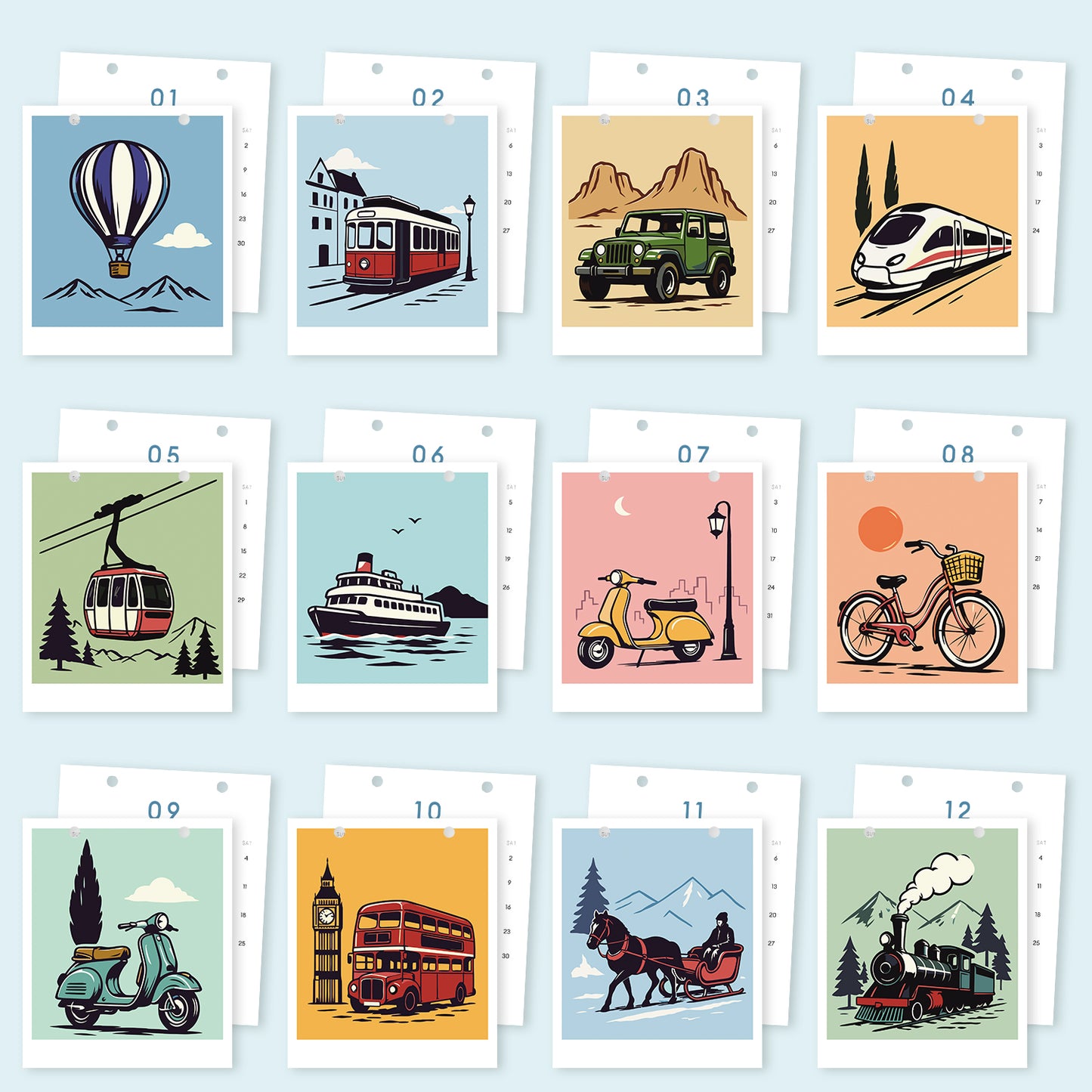 Vintage Travel - 2027 Paint by Numbers Desk Calenda