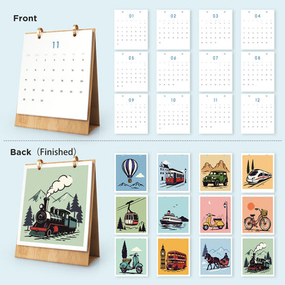 Vintage Travel - 2027 Paint by Numbers Desk Calenda