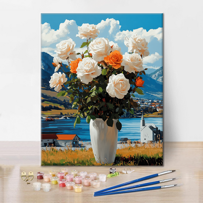 Roses with Vase - Paint by Numbers