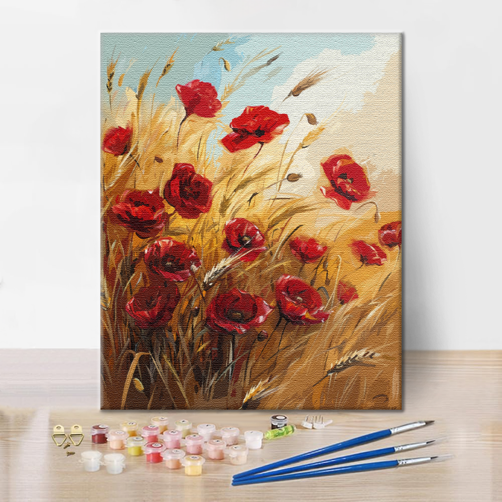 Wheat Field and Flowers - Paint by Numbers