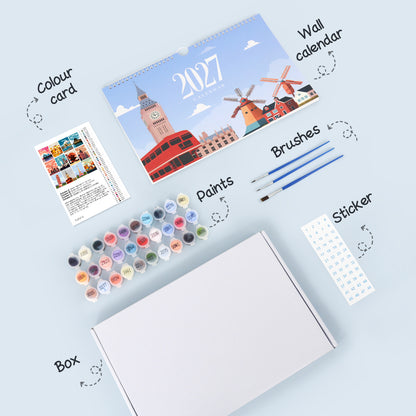 Famous Landmarks Edition - 2027 Paint by Numbers Desk Calenda