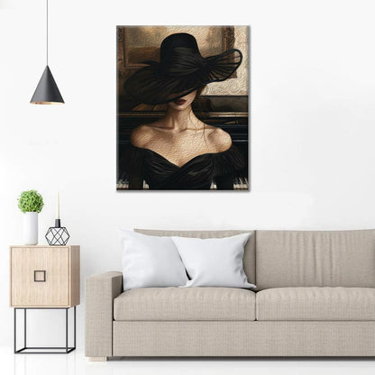 Woman by Grand Piano - Paint by Numbers