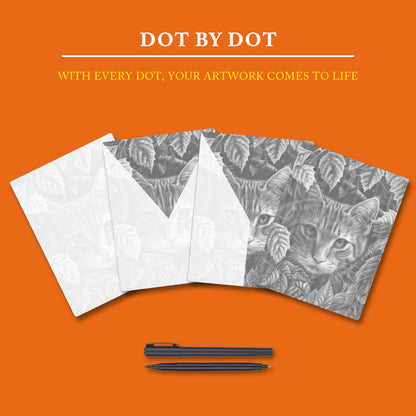 Leaves and Cat - Dot Painting