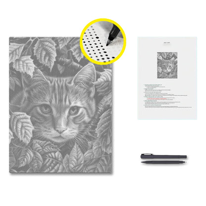 Leaves and Cat - Dot Painting