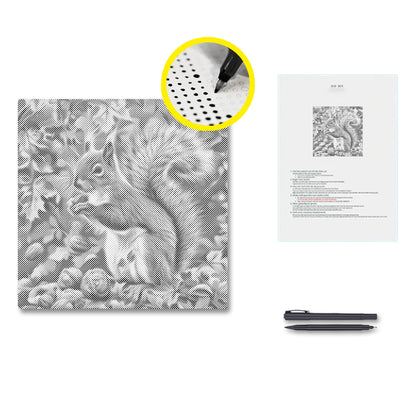 Squirrel In Autumn Leaves - Dot Painting