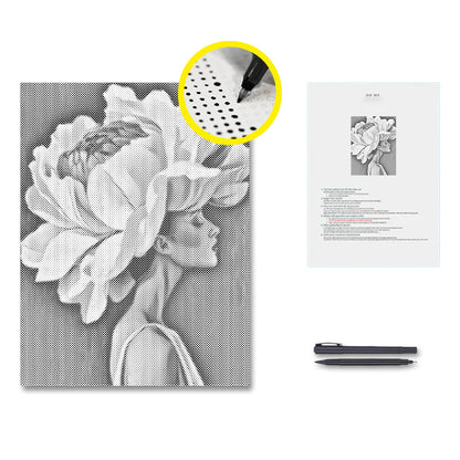 Flower & Woman - Dot Painting