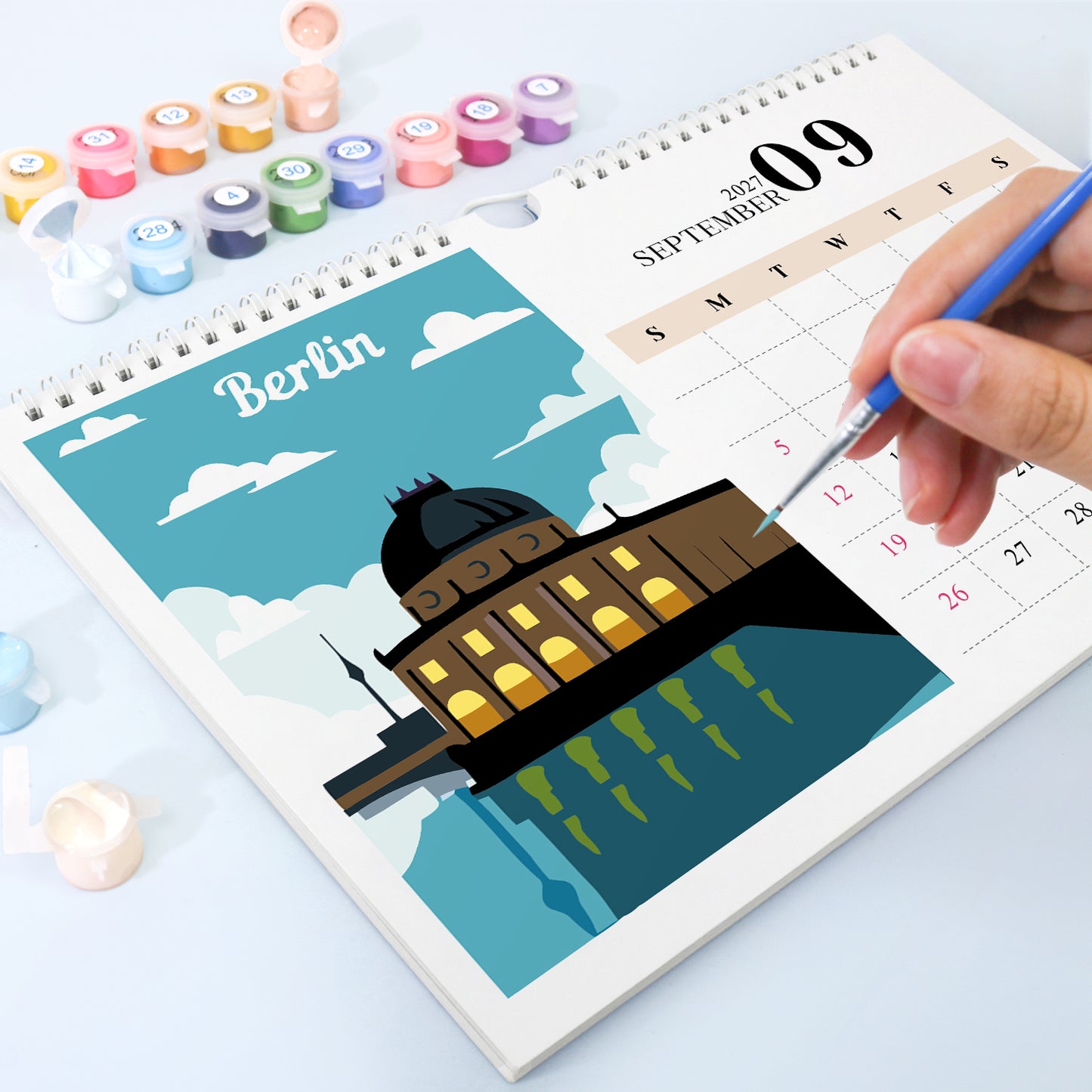 Famous Landmarks Edition - 2027 Paint by Numbers Desk Calenda