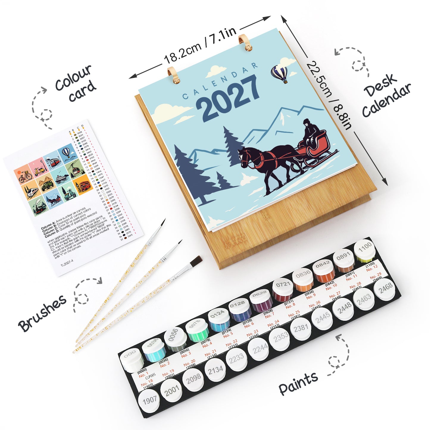 Vintage Travel - 2027 Paint by Numbers Desk Calenda