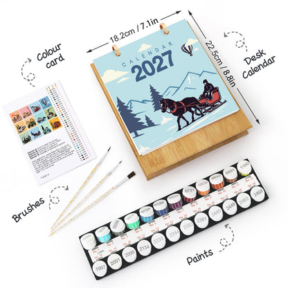 Vintage Travel - 2027 Paint by Numbers Desk Calenda