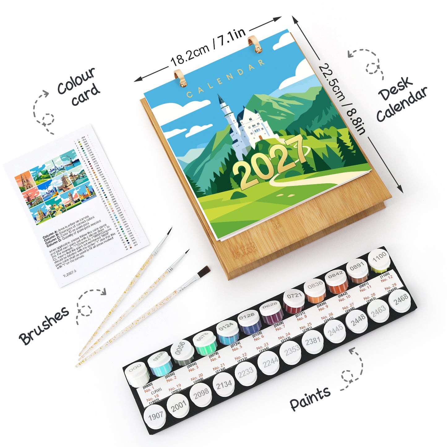 Travel Edition - 2027 Paint by Numbers Desk Calenda