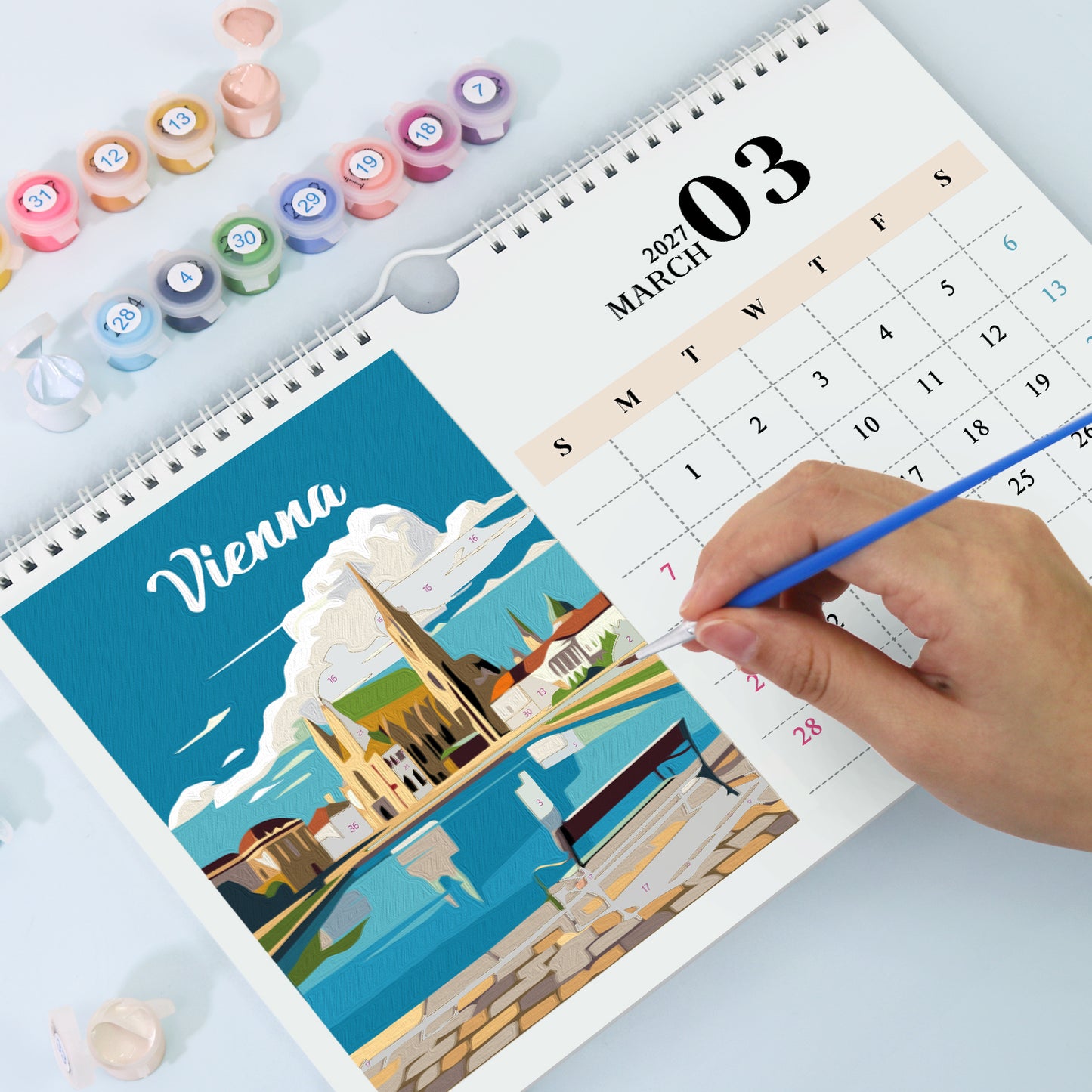 Famous Landmarks Edition - 2027 Paint by Numbers Desk Calenda