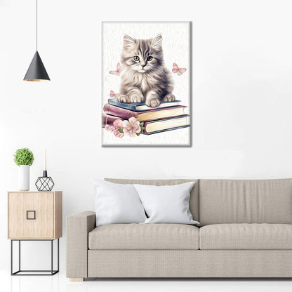 Cute Cats Clipart With Books - Paint by Numbers