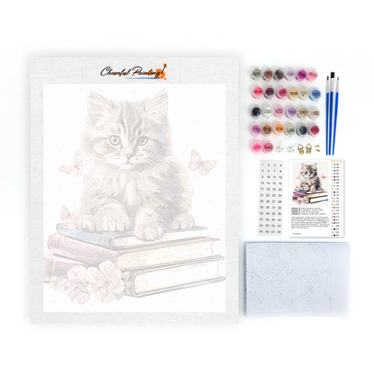 Cute Cats Clipart With Books - Paint by Numbers