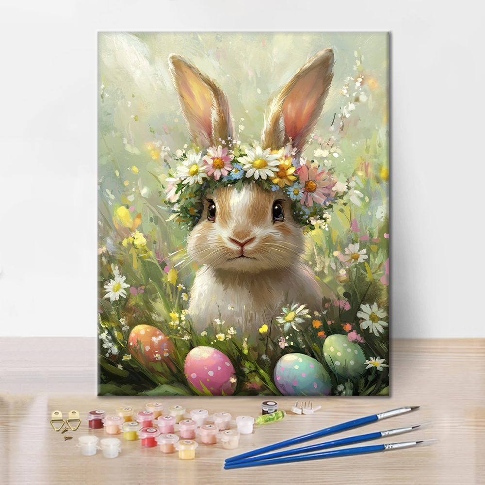Flower Crown Bunny - Paint by Numbers