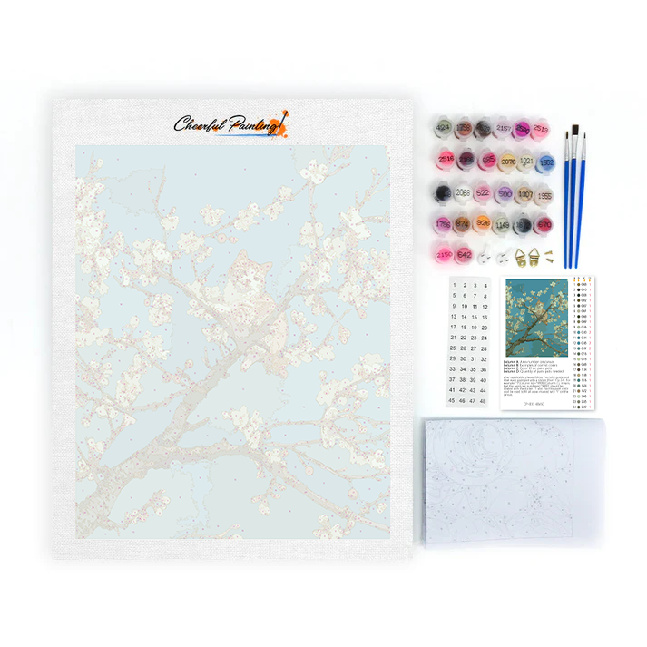 Apricot Blossom Tree and Cat - Paint by Numbers