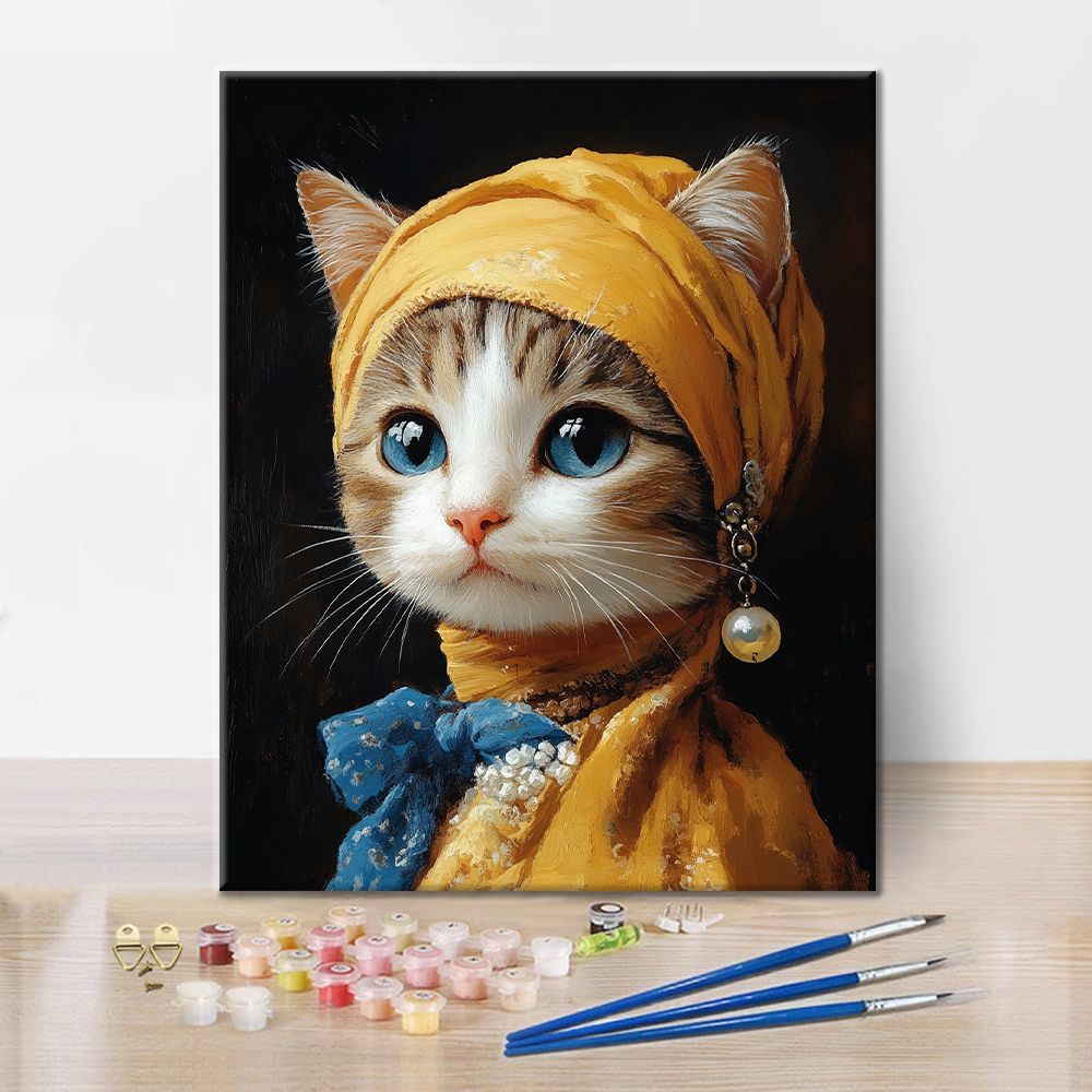 Cat with Pearl Earring - Paint by Numbers