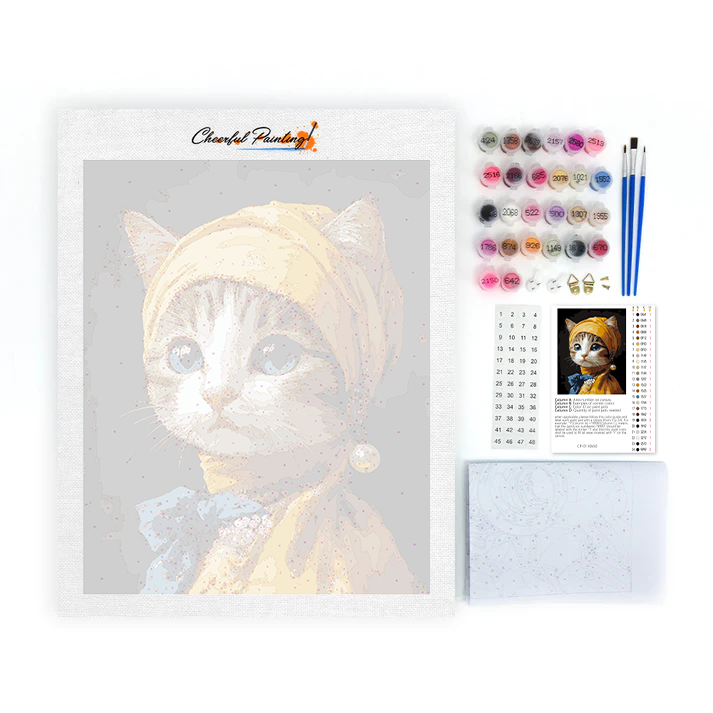 Cat with Pearl Earring - Paint by Numbers