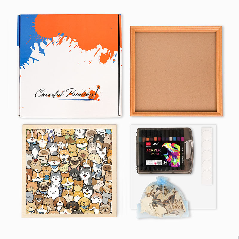 Tiny Puppy World - Wooden Coloring Puzzle