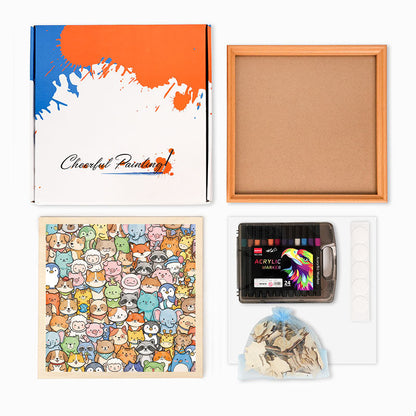 Whimsical Animals - Wooden Coloring Puzzle