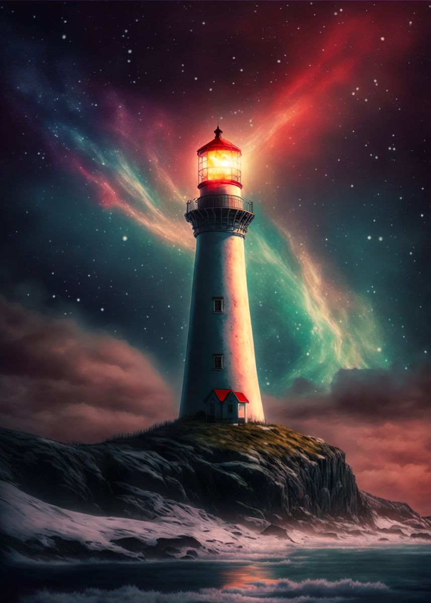 Lighthouse Northern Lights Paint by Numbers Cheerful painting®
