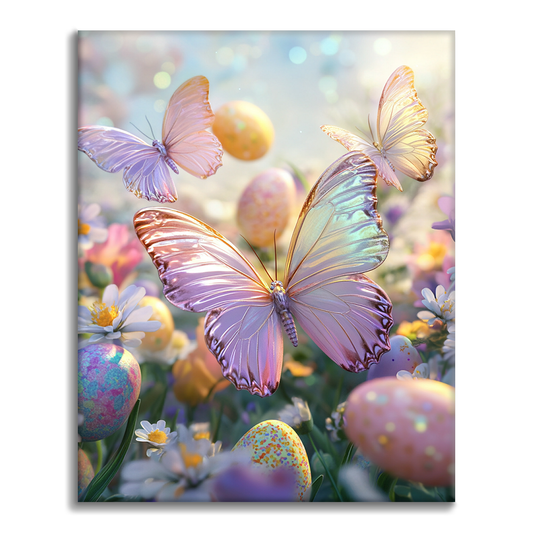 Spring Butterflies and Eggs - Paint by Numbers