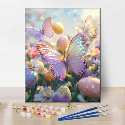 Spring Butterflies and Eggs - Paint by Numbers
